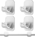 No Drill Curtain Rod Brackets No Drilling Holder 20lb - Renter Friendly Self Adhesive Hooks for Apartment Dorm Classroom Essentials Decor Hanging Drapes Rv Over Blinds Kitchen Bedroom Home
