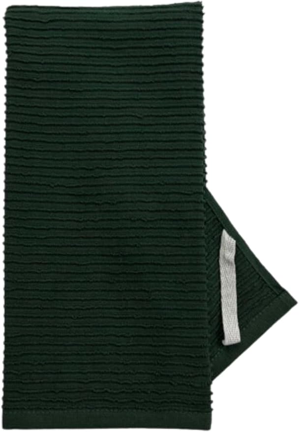 Serafina Home Dark Green Kitchen Hand Dish Towels: 100% Cotton Cloth Soft Cleaning Drying Absorbent Ribbed Terry Loop, Set of 3 Multipurpose for Everyday Use Oversized 18" x 28"