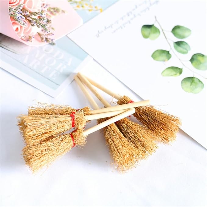 Mini Broom Rope Wizard Broom Halloween Decorative Accessory Hangings Decorations (Red)