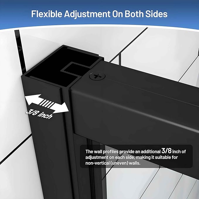 56-60" W x 71" H Pivot Glass Shower Door,1/4"(6mm) Thick Clear SGCC Tempered Shower Glass Door,Matte Black Shower Door,Reversible Installation