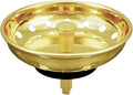 KONE Sink Drain Strainer Gold Sink Stopper and Strainer Stainless Steel Kitchen Sink Strainer Basket Replacement for 3-1/2 Inch Kitchen Sink, with Metal Center Knob and Rubber Drain Stopper