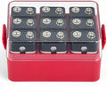 ALCYON Battery Organizer Storage Case, Battery Vault Box Container for 12pcs 9V Batteries, Plastic Clear Protective Battery Holder for Travelling/Home/Office (Red,Small)