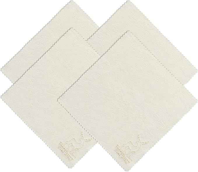 VIPbuy 4 Pack (8" x 8") Natural Chamois Cleaning Cloths for Glasses, Eyeglasses, Camera Lens, Cell Phones, Computers, Tablets, LCD Screens, Antiques, Instruments