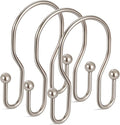 12 Pack Double Shower Curtain Hooks Rings, TENOVEL Double Sided Shower Curtain Hooks Rust Proof for Shower Curtain, Stainless Steel Bathroom Shower Hangers Rings for Shower Rods, Brushed Nickel