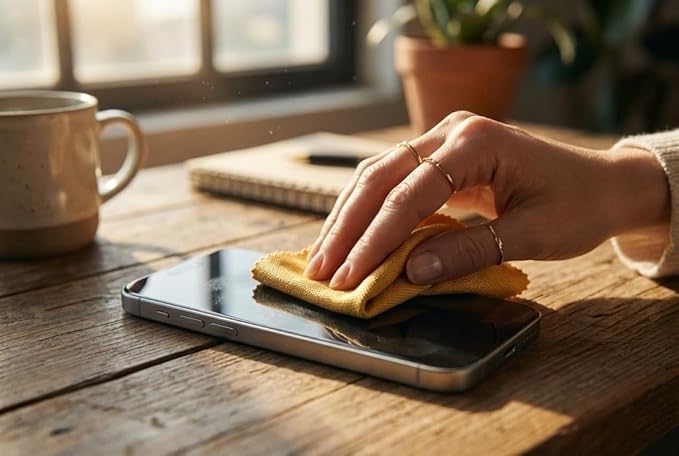 Microfiber Polyamide and Polyester Cleaning Cloth for Everywhere, Glasses, Screens & Delicate Surfaces – Soft, Camera Lens, Car Interior, Piano Black, Lint-Free, Reusable Zigzag Edge (Mustard Yellow)
