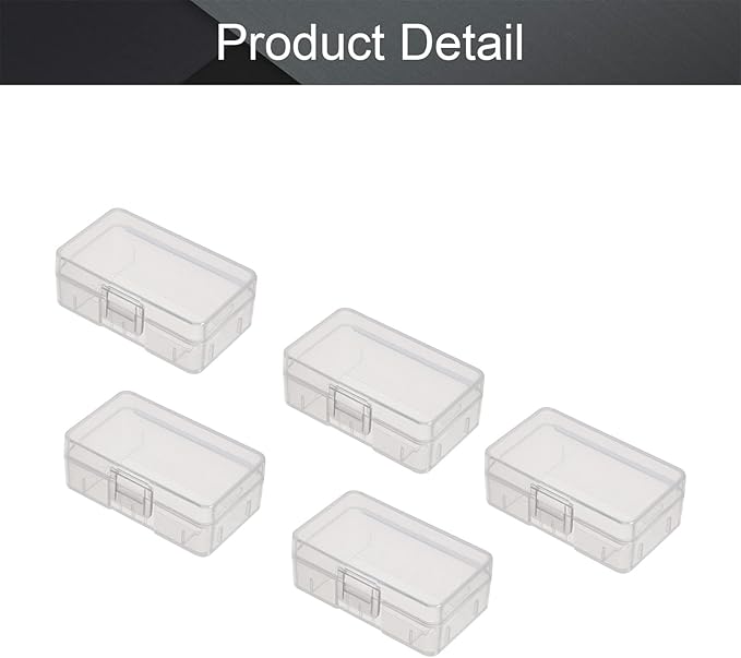Fielect 5Pcs 9V Battery Storage Case, Battery Organizer for 9V Battery Multipurpose Battery Storage Box Holder Case Transparent for 9V Battery