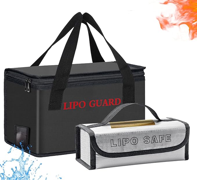 Lipo Battery Safe Bag Large Capatity Fireproof Bag for Ebike Lipo Battery Other Batteries Storage Charging Transport Home Office Travel Safe Storage Pouch