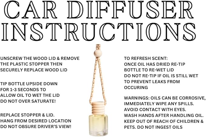 Bamboo and Coconut Hanging Car Air Freshener – Long Lasting Essential Oil Diffuser for Car, Closet, Bathroom – 2-Pack Natural Scent Deodorizer