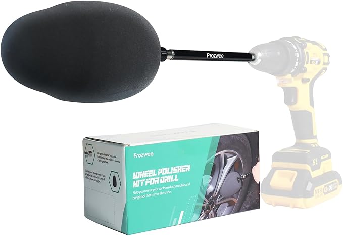 Wheel Polisher with Drill Bit Extension,1/4"Hex Shank for Standard Household Drill/Impact Driver,Gourd Head Design is Suitable for Cleaning All Kinds of Wheels, Exhaust Tips, Grilles & etc.