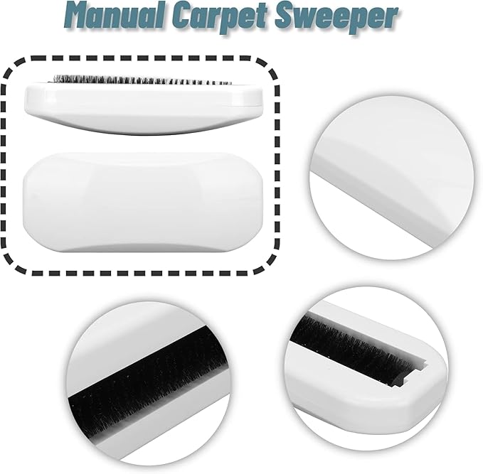 Multi-Functional Table Crumb Sweeper, Handy Rolling Bed Sweeping Brush, Handheld Crumb Sweeper, Soft Bristles Debris Collector for Table, Mat, Bed Sheets, Sofas, Clothes Cleaning Brush (White)