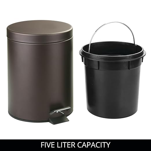 iDesign Round 1.3 Gallon Bathroom Step Trash Can - Set of 2 - Bronze