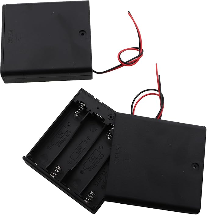 3PCS 68.7x64.2x22.5mm 4AA Battery Holders with Switch 6V Battery Box Holder with Cover 4 Slot 6V AA Battery Storage Box with Wire Battery Connector