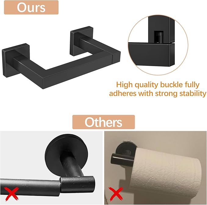 Toilet Paper Holder Matte Black Wall Mounted Post Pivoting Square Tissue Holders Roll Holder Hangers for Bathroom Commercial Toilet Paper Dispenser