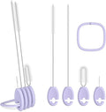 4in1 Straw Cleaner Brush Set, Standing Cleaning Brush Set Includes 7mm &10mm Straw Brushes, Cup Lid Brush, Crevice Brush, for Wide and Narrow Straws, Water Bottles, Cups and Lids, Purple