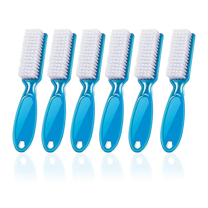 6Pcs Nail Brush for Cleaning Fingernails, Handle Grip Cleaning Brush for Nail and Toenail, Nail Dust Brush Manicure Pedicure Tools Scrubbing Brush Women Men Home Salon(Blue)