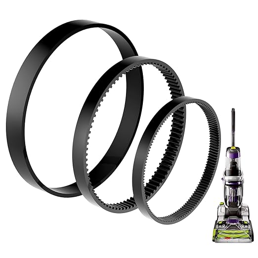 Replacement Belt Set for Bissell ProHeat 2X Revolution Pet Pro Carpet Cleaner 1986, 1548, 2007, 1551, 1964 – Replaces 1606428, 1611129, 1611130 – 3 Types: Flat, Brush & Gear Belt (3-Pack)