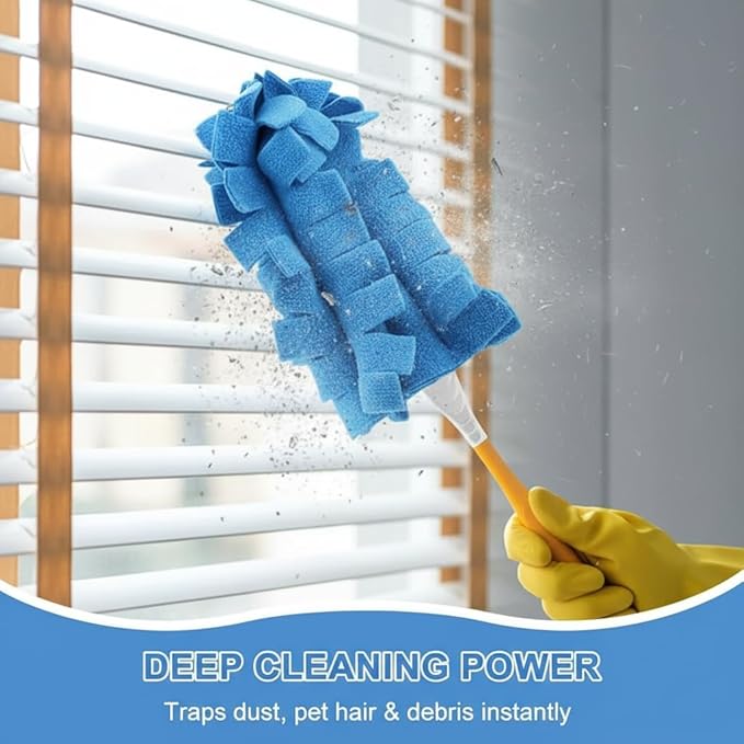 Duster Refills Reusable, 360° Electrostatic Duster Refills - The Sustainable Choice for A Dust-Free Home - Washable Reusable Duster Refills with Microfiber Dusting Heads for Home Cleaning (Blue)