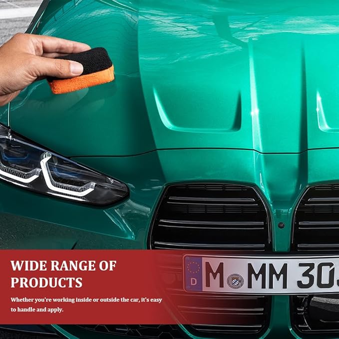 3PCS Premium Microfiber Applicator, Car Wash Sponge, Car Detailing Sponge Applicator, Universal Ceramic Coating Applicator Sponge Car Accessories for Car Paint, Metal, Plastic Trim, Glass