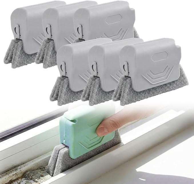Kruggo Magic Window Track Cleaner, 2026 New Seal Cleaner Tool, Creative Cleaner Tools for Window Slot, Sliding Door Track, Tile Lines, Blinds, Baseboard (Gray-6PCS)