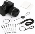 8 Pcs Lens Cap Leash Keeper Tether Holder for Canon Sony Nikon Sigma Tamron DSLR & Mirrorless Camera Lenses, Anti Loss Kit for Camera Caps with 2 Bonus Microfiber Cleaning Cloths