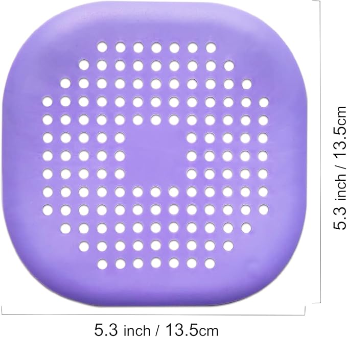 4 Pcs Shower Drain Hair Catcher Bathtub Stopper Home Drain Protectors Drain Cover with Sucker Water Trap Sink Cover for Bathroom Bathtub and Kitchen (Purple)