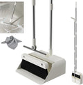 Magnetic Broom and Dustpan Set with Silicone Squeegee, 55'' Broom with Dustpan Combo Set Self-Cleaning Teeth Design Upright Standing Dustpan with Grey Microfiber Cloth for Indoor Floor Home Kitchen