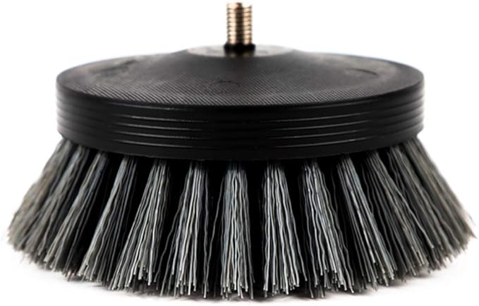 SGCB PRO 3.5” Carpet Drill Brush With Drill Attachment, Medium Duty Car Detailing Scrubbing Brush Pneumatic Scrubber Stiff Brush For Cleaning Car Interior Carpet Upholstery Leather Seat Floor Mat Tire