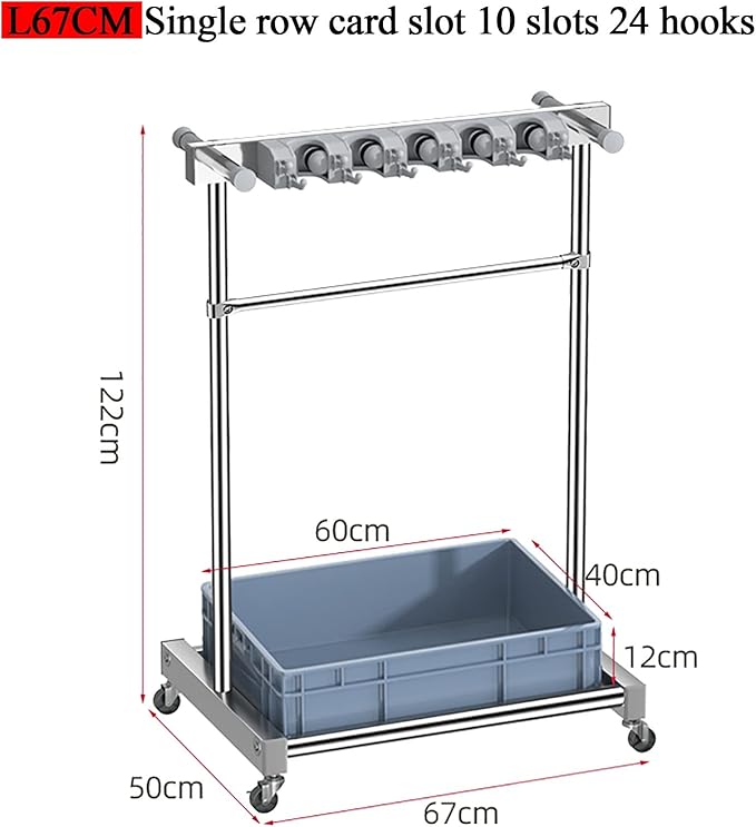 Movable Mop Broom Holder Put Wet Mops Floor Standing Cleaning Tool Rack Stainless Broom Holder Organizer Garden Tool Storage Umbrella Stand For Schools Factori,Gray,L97C