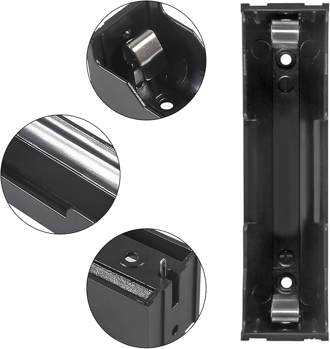 10pcs 18650 Battery Case Holder 1 Slots X 3.7V DIY 18650 Battery Storage Box, in Parallel Black Plastic Batteries Clip Box with Pin for DIY Parallel or Series Circuit PCB Projects