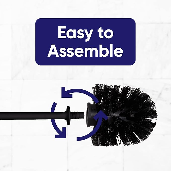 Toilet Brush Cleaner and Holder Black Toilet Bowl Cleaner Brush with Scrubbing Wand, Brush and Storage Caddy for Easy Bathroom Cleaning