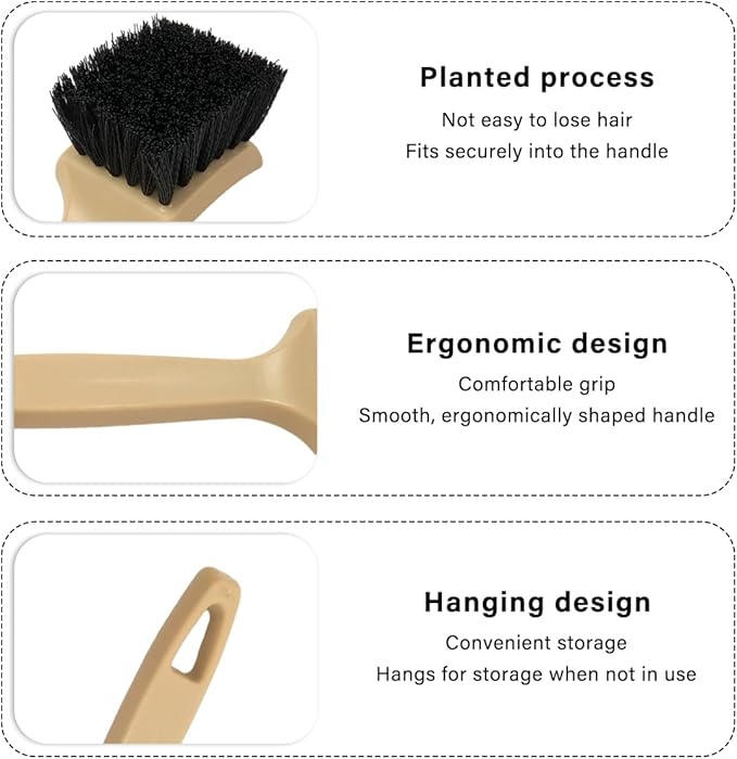 Car Carpet Cleaning Brush, Wheel Hub Scrub Brush Floor Mat Cleaning Brush with Stiff Bristle, Tire Carpet Srubber Upholstery Detailing Brush for Car Interior Home Cleaning (Khaki)