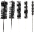 10" Tube Cleaning Brush Set, 5 Pack Large, Extra Long Nylon Straw Brushes with Flexible Handles for Bottles, Cleaning Straws, Pipe Cleaners, Keyboard, Glass, Guns, Detailing and Deep Cleaning, Black