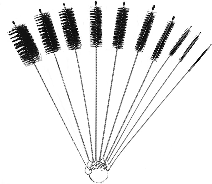 Straw Cleaner Brush Set, Shower Head Cleaner Tool, Nylon Pipe Tube Cleaner 8-inch 10 Different Diameters Set for Tumbler, Water Bottle, Sippy Cup, Sinks and Hummingbird Feeders