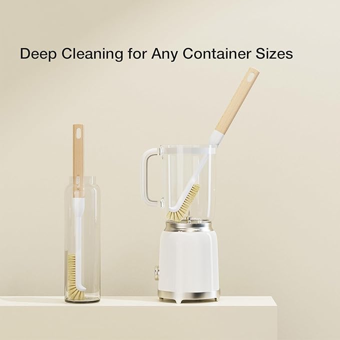 Cleaning Brush, Diveotree Hard Bristle Brush for Deep Cleaning Grout, Sink, Cup, Teapot, Bottle, Blender, Multi-Purpose Brush wih Long Handle for Kitchen (White)