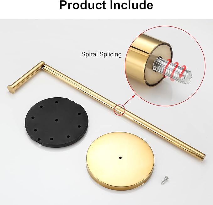 BGL Toilet Paper Holder Standing On Floor Polished Gold, Tissue Holder On Floor with Reserve Storage Paper Rolls, Free-Standing Roll Paper Holder