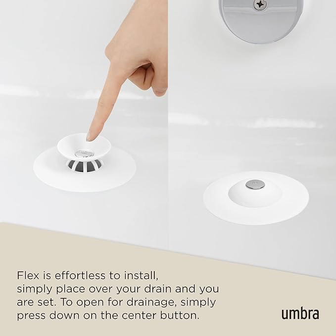Umbra Flex Drain Stop/Hair Catcher, White
