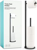 Toilet Paper Holder Stand, Bathroom Toilet Paper Roll Holder Stand with Reserve, Standing Toilet Paper Holder with Storage
