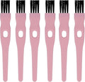 Mini Cleaning Brushes with Nylon Bristles – 6 Pack, 4.3" Long – Precision Detail Cleaner for Razor, Nose Hair Trimmer, Mug Lid, Mosquito Lamp, and Small Crevices – Pink Plastic Handle
