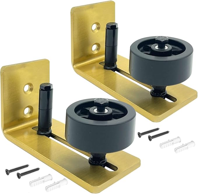Rio Salto Metal Gold Barn Door Floor Guide Hardware, Barn Door Roller Track Wall Mount