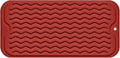 Silicone Dish Drying Mat, Non-Slip Easy Clean Sink Mat Large Heat-resistant Dish Drainer Mat for Kitchen Counter, Sink, Refrigerator or Drawer liner (12" x 6", RED)