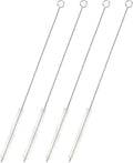 Juvale Straw Cleaner Brush - 12 In, Silver & White, 4-Pack - Stainless Steel Straw Cleaner Brush for Water Bottles & Pipes with Flexible Nylon Tip for Narrow Openings