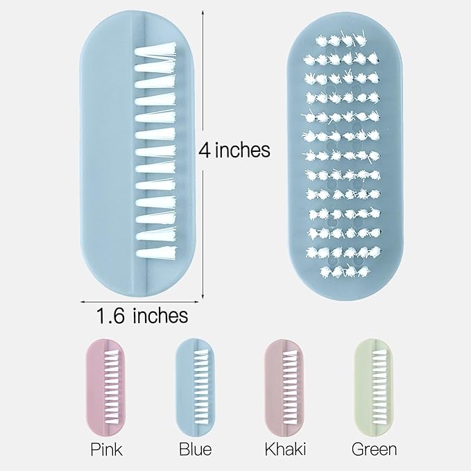 4 Pack Nail Brush for Cleaning Fingernails, Double-Sided Hand & Nail Scrubber with Soft and Stiff Bristles, Deep Clean Under Nails, Portable Nail Cleaning Tool for Home, Travel, Gardening