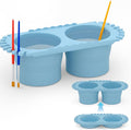 Paint Brush Cleaner Cup - Foldable Silicone Brush Cleaning Rinse Cup with Dual Cleaning Compartments and Brush Holder, Suitable for Acrylics, Watercolors, and All Art Supplies