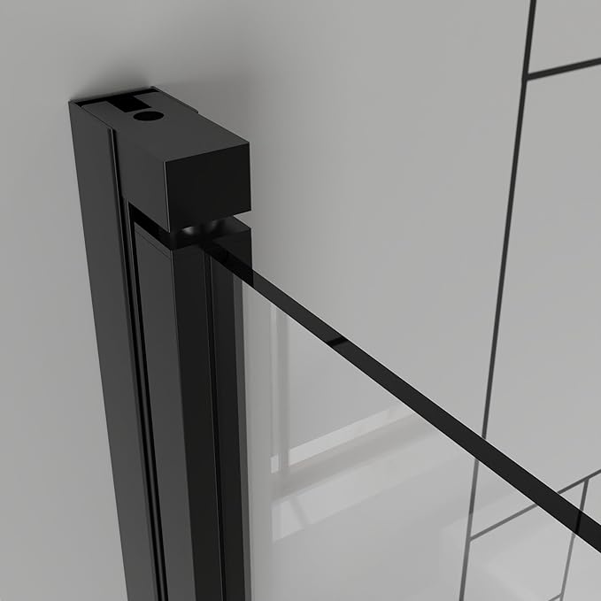 Frameless Bi-Fold Shower Door 30" W x 72" H, 1/4" Clear Tempered Glass, Folding Swing Design, Reversible Installation, Black Finish, Space-Saving Glass Shower Door for Small Bathrooms
