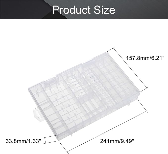 Fielect AAA/AA/C/D Battery Storage Case Holder Organizer Box Transparent