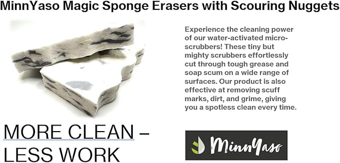 12 Pack 4.6” x 2.5” x 3/4” Magic Sponge Erasers Infused with Scouring Nuggets, 10x Durability vs Traditional Erasers, Advanced Cleaning for Bathroom Kitchen Floors