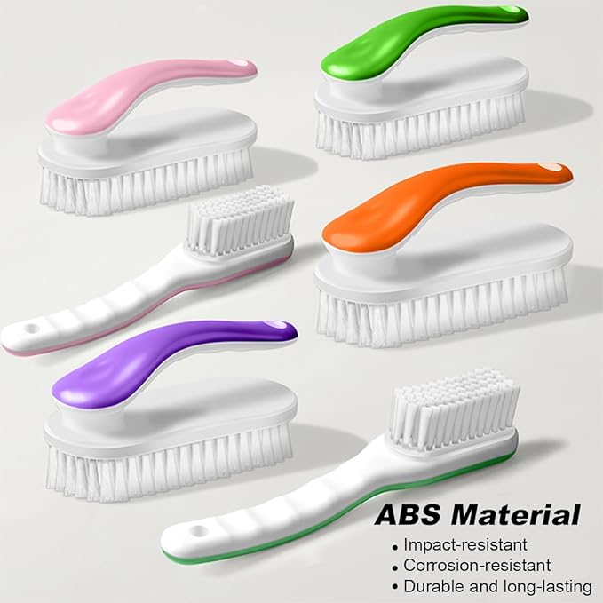 2Pack Shoe Cleaning Brush Household Laundry Clothes Scrubbing for Stains Bathroom Ergonomics Grip Easy Hold (2, Pink)