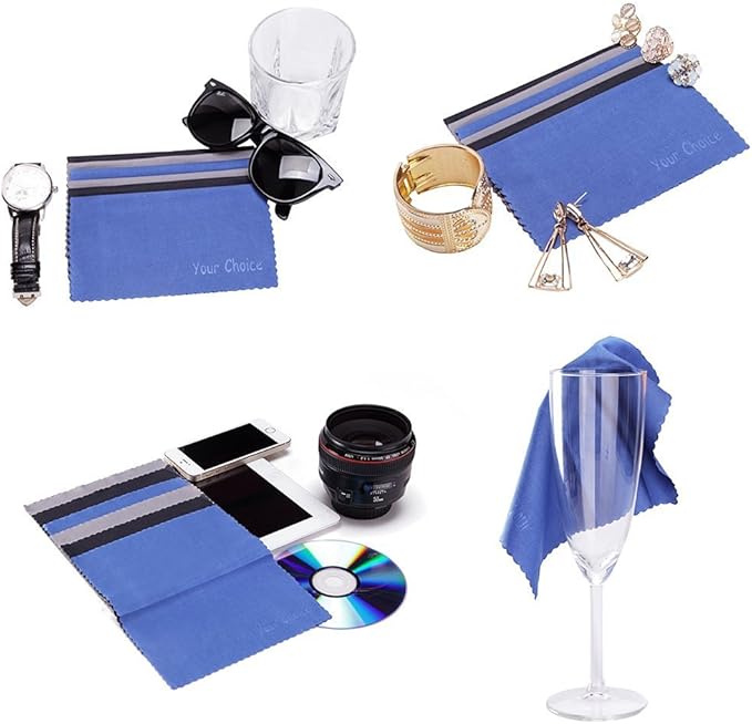 Your Choice Microfiber Cleaning Cloths 6 Pack for Eyeglasses, Camera Lens, Cell Phones, CD, DVD, Computers, Tablets, Laptops, Telescope, LCD Screens and Other Delicate Surfaces Cleaner