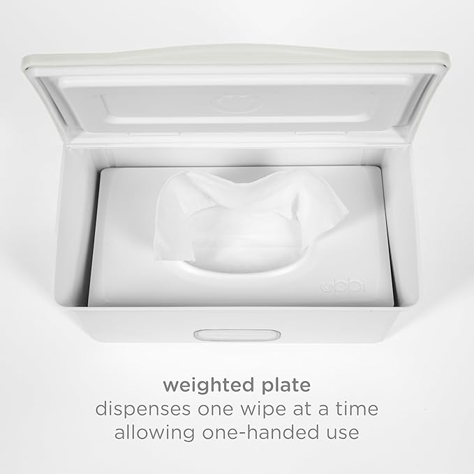 Ubbi Baby Wipes Dispenser with Weighted Plate and Secure Seal, Nursery and Baby Registry Essential to Keep Wipes Fresh, Oat