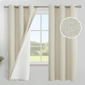 YoungsTex Stone Linen 100% Blackout Curtains 63 Inch Length for Bedroom, Rustic Room Darkening Drapes with Grommet Thermal Insulated Privacy for Living Room Window, 2 Panels, 42 X 63 Inch